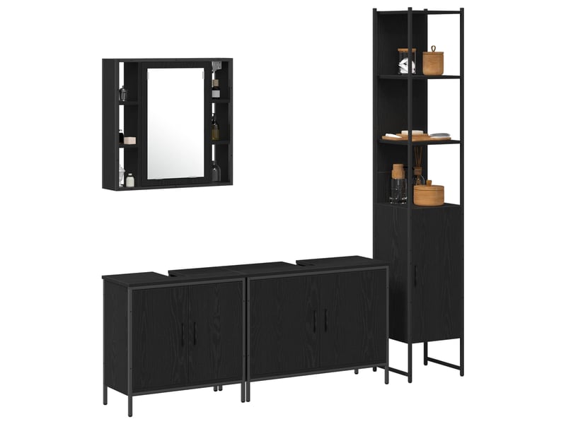 Ensemble de mobilier de salle de bain 4 pièces noir cf64560 - Conforama C