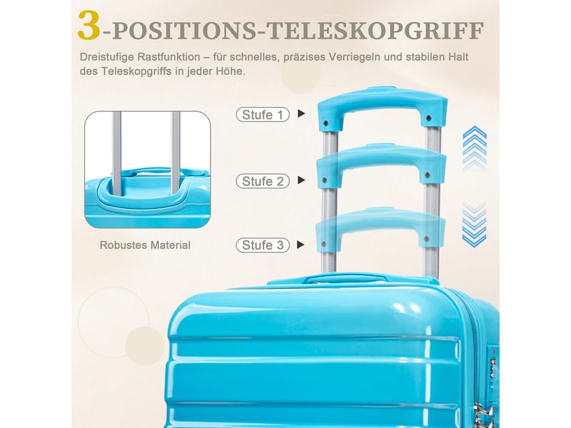  Set de valises rigides,20 et 14 pouces,avec serrure à combinaison,pc,bleu  - Conforama E