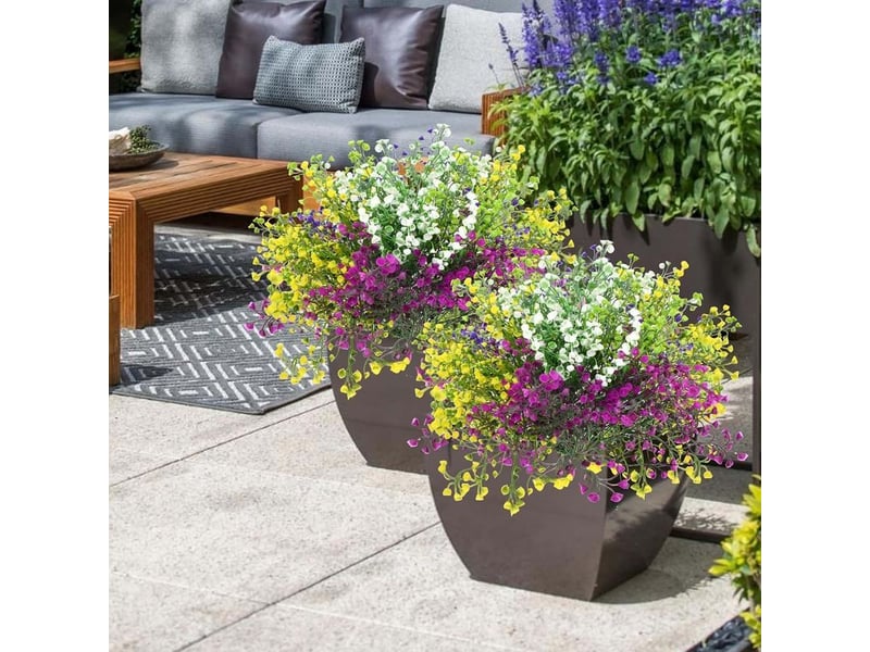  5pcs fleurs artificielles deco, artificiels fleur d'arbustes,plastique fleurs,bouquet de fleurs,fausse fleur decoration pour mariage maison jardin exterieur interieur balcon arrangement floral  - Conforama D