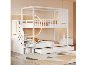 Lit superposé 2x90x200 cm <strong>FLORAGRACE</strong> <strong></strong> coloris blanc