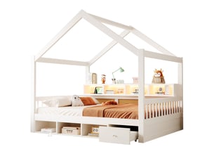 Lit cabane 140x200 cm HAVRYA   coloris blanc