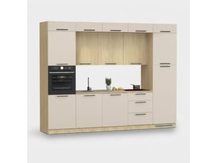 Cuisine complète linéaire moderne avec évier molven 300x232 - beige