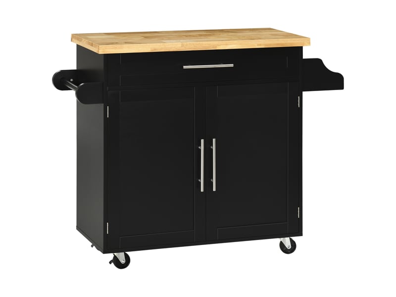  Desserte de cuisine à roulettes avec tiroir et placard noir 109 x 40 x 89 cm  - Conforama A