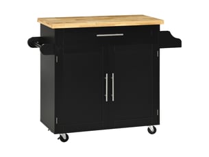 Desserte de cuisine à roulettes avec tiroir et placard noir 109 x 40 x 89 cm