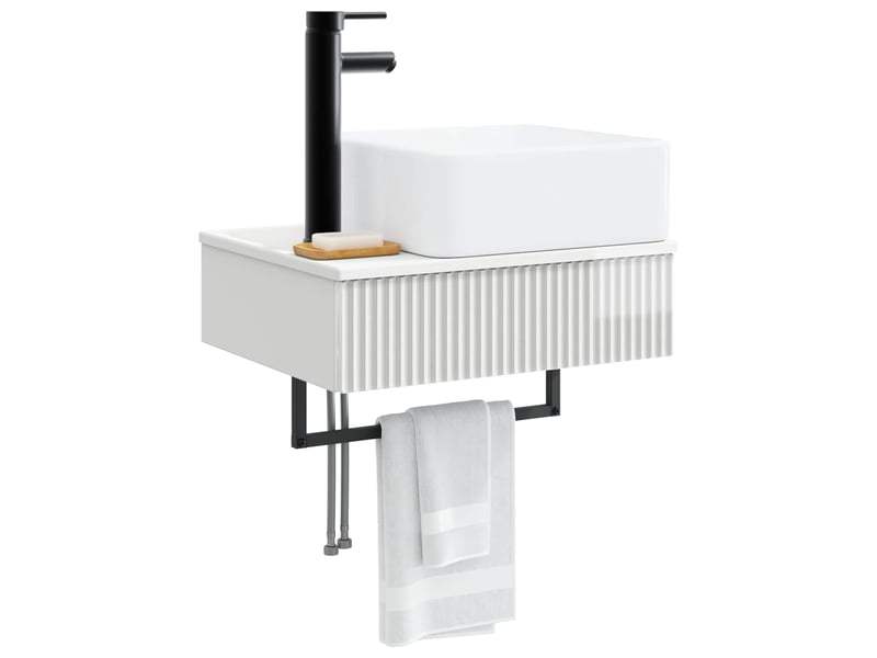 Basin de lavage mural, lavabo blanc brillant 53x35x39 cm - Conforama C