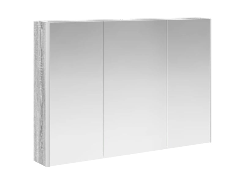 Armoire miroir salle de bain, meuble de rangement gris sonoma shl7446 - Conforama E