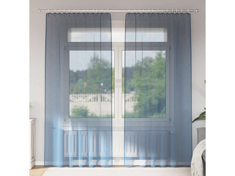  Lot de 2 rideaux en voile, voilages avec passe-tringles bleu royal cf44464  - Conforama B