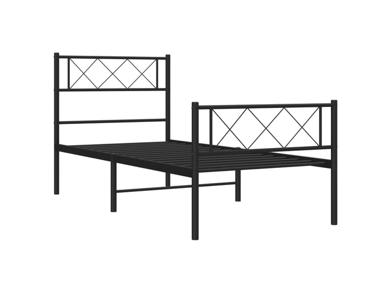  Lit simple- lit adulte -  cadre de lit métal sans matelas avec pied de lit noir 90x200 cm  - Conforama D