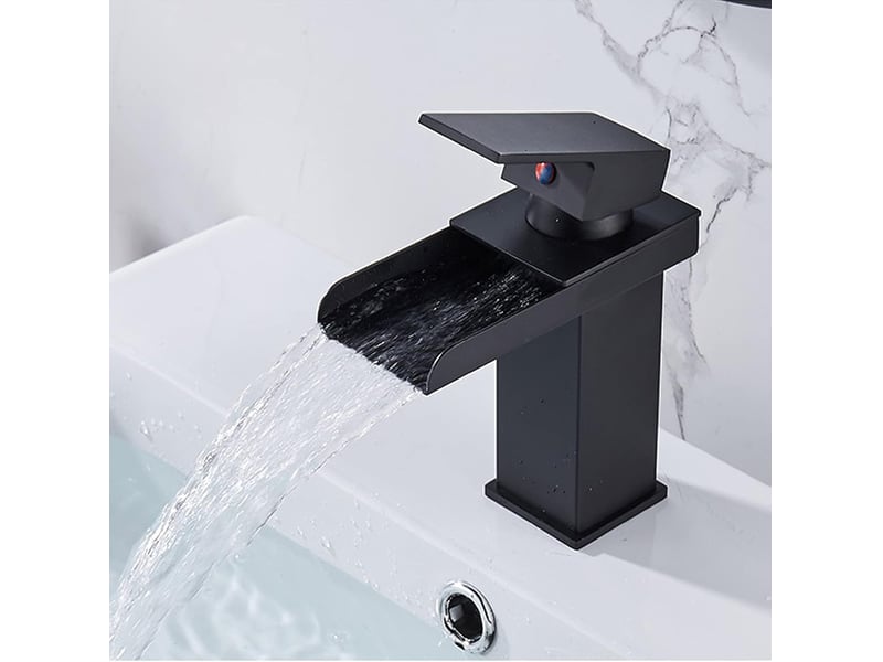  Robinet mitigeur cascade pour lavabo de salle de bain, monotrou en acier inoxydable, noir QA001662 - Conforama D