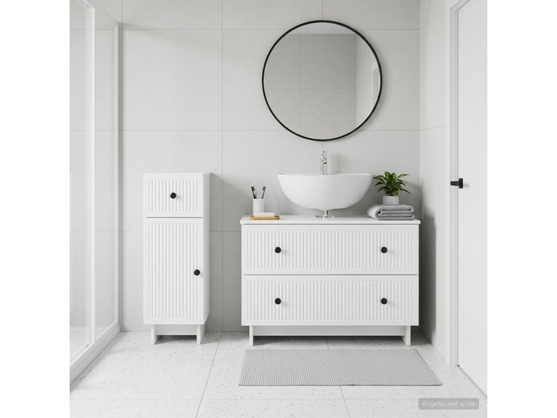  Ensemble de 2 meubles de salle de bain ede blanc brillant cf63130  - Conforama B