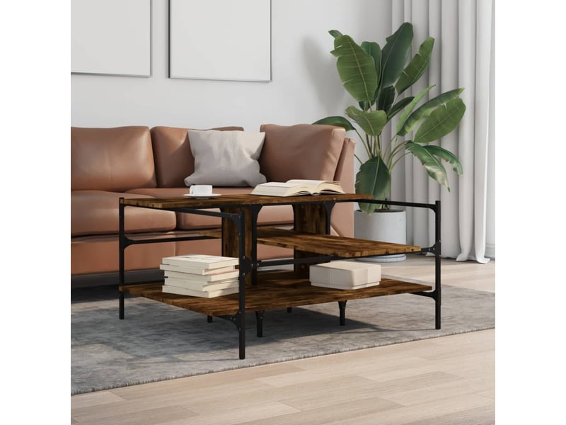  Table basse - table de salon - table à thé chêne fumé 100x100x48,5 cm bois d'ingénierie  - Conforama C