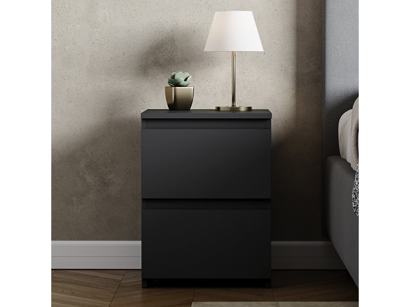  Table de chevet denver, commode de nuit, chambre, rangement, grand, 2 tiroirs, noir 3331837 - Conforama C