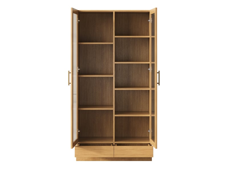  Vitrine en verre bois 80 × 40 × 160 cm, étagères fixes, tiroirs push-to-open  - Conforama A