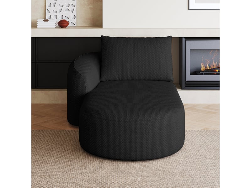 Canapé convertible noir angle gauche 168 cm, méridienne lit compact  - Conforama E