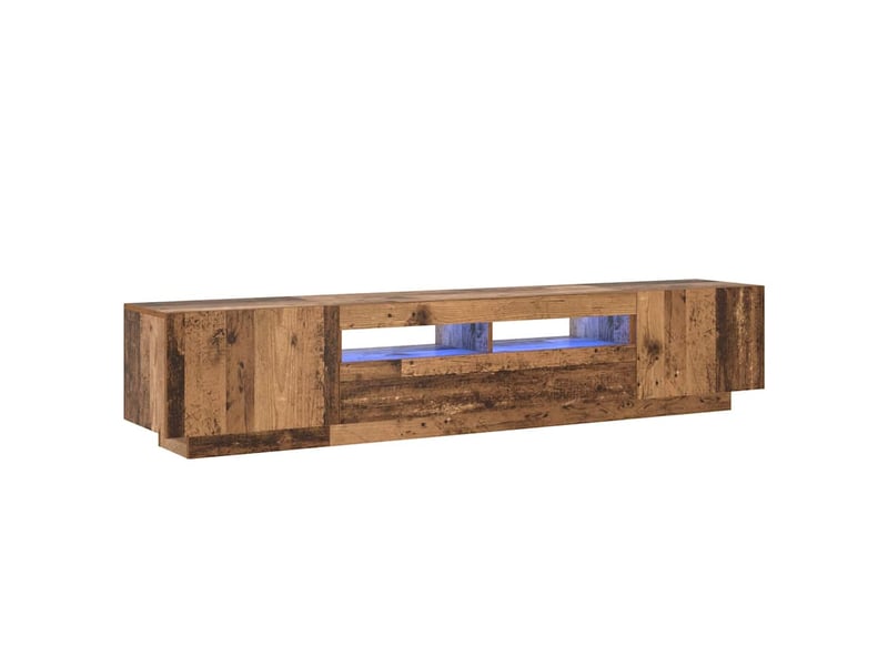  Meuble tv - banc tv - meuble de rangement avec lumières led vieux bois bois d'ingénierie  - Conforama A