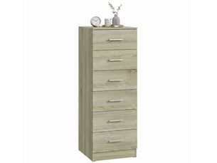 Commode à 6 tiroirs, meuble de rangement, style moderne, pour chambre, couloir, entrée, 40 x 40 x 110 cm, chêne