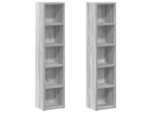 Lot de 2 armoires à cd moderne rangement 21 x 16 x 93,5 cm en bois d'ingénierie sonoma gris 02_0048151