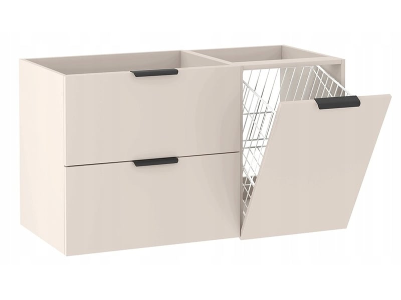  Meuble sous vasque suspendu avec panier à linge luna cachemire mat 100 cm  - Conforama A