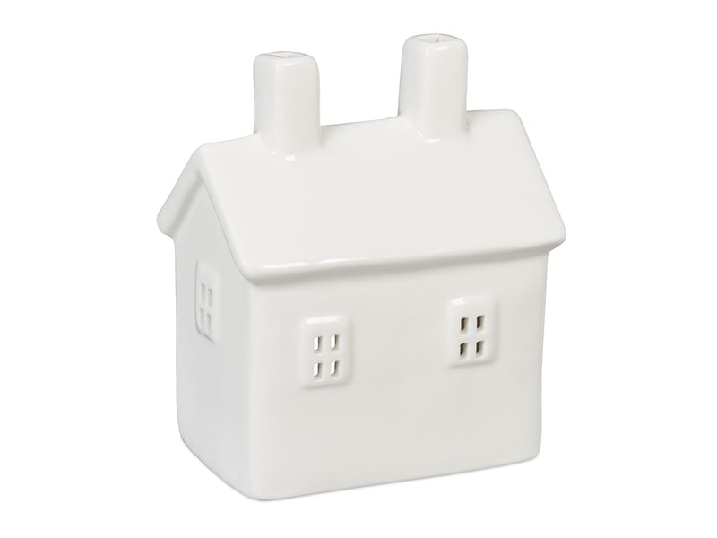  Photophore en forme de maison ambiance cosy déco intérieur 18 x 12 x 12 cm en porcelaine blanche 13_0015179  - Conforama A