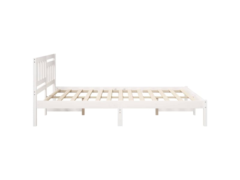  Lit double- lit adulte -  cadre de lit avec tête de lit blanc 150 x 200 cm pin massif  - Conforama D