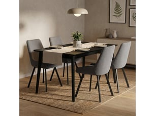 Lot de 4 chaises rembourrées en microfibre avec pieds en métal artemis - gris foncé