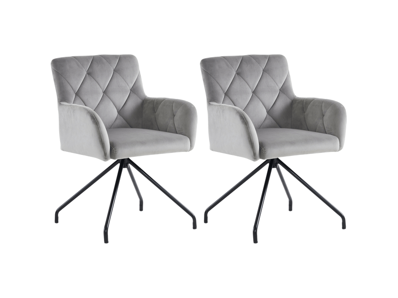  Lot de 2 chaises de salle à manger chaises en velours gris clair avec pieds en métal robustes  - Conforama A