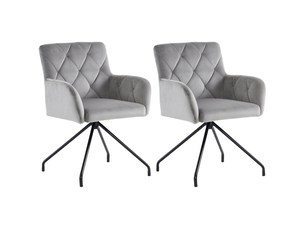 Lot de 2 chaises de salle à manger chaises en velours gris clair avec pieds en métal robustes
