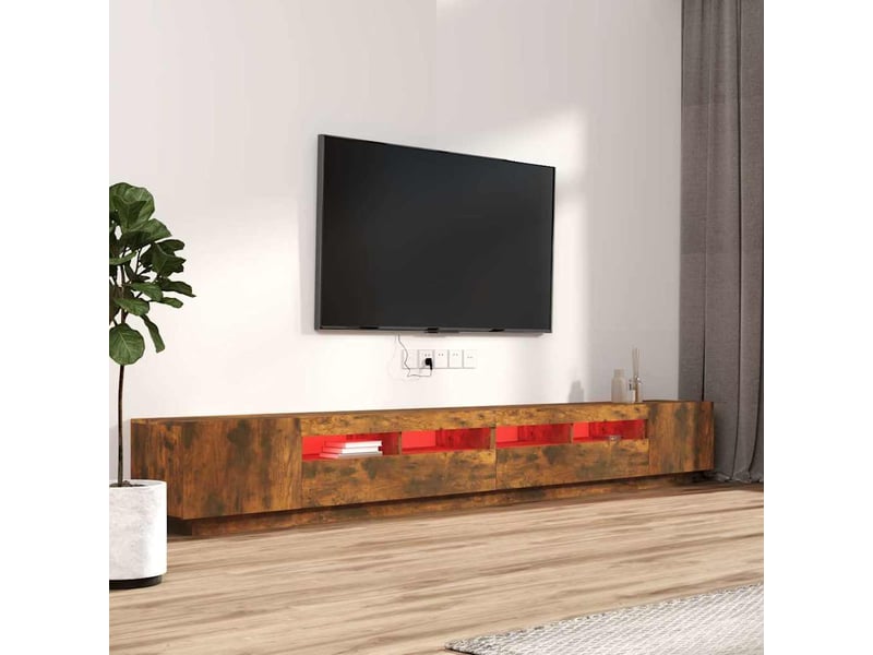  Ensemble de meubles tv avec lumières led 3 pcs chêne fumé  - Conforama C