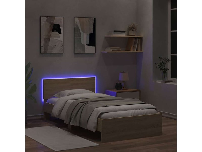  Lit simple- lit adulte -  cadre de lit sans matelas avec lumières led 100x200 cm  - Conforama D