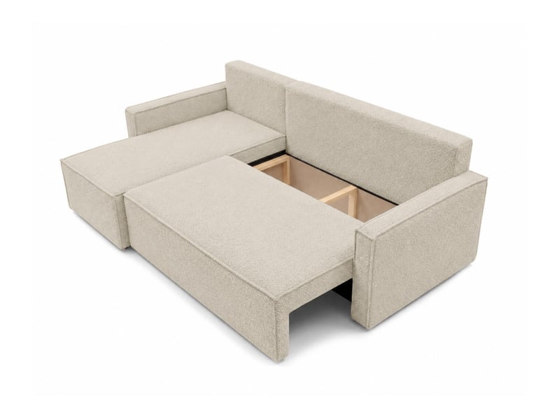 Farah - canapé d'angle reversible convertible 4 places accoudoirs slim en bouclettes texturées - Conforama D