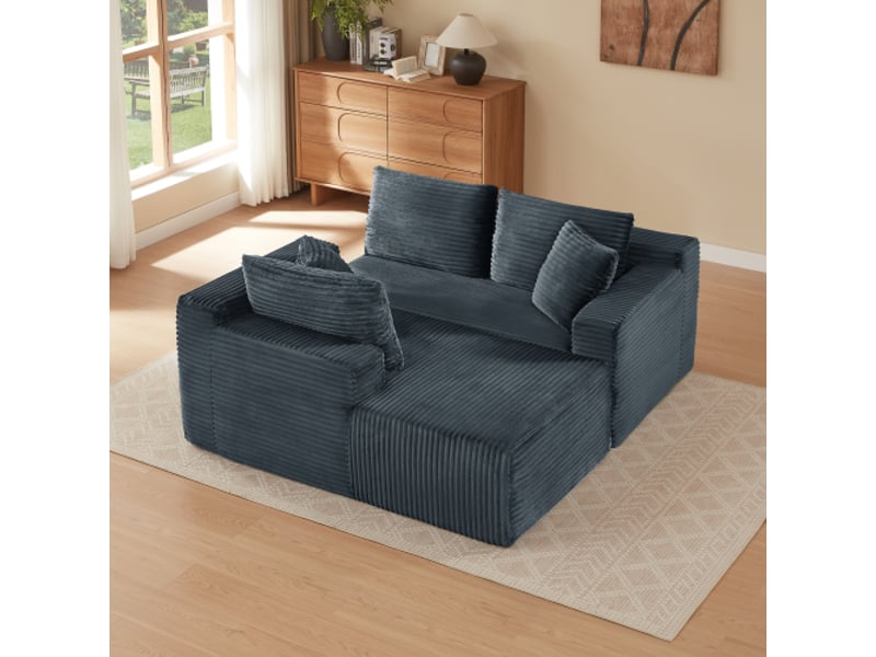  Canapé modulaire 3 places avec configuration réversible et coussins amovibles pour salon en mousse et ressorts gris foncé  - Conforama C