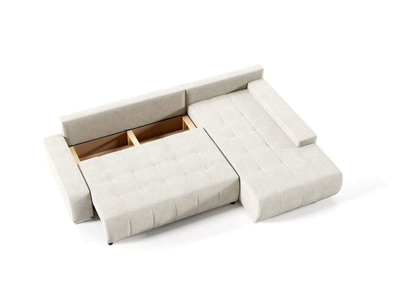 Canapé d'angle convertible velutti l velours aston marron, méridienne droite avec coffre  - Conforama B