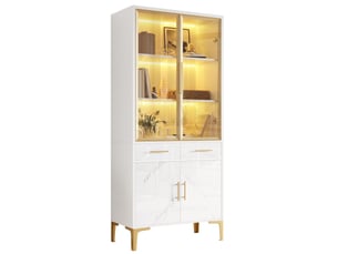 Vitrine coloris blanc 3 étagère(s) WISHDOR - 75 cmx170 cm