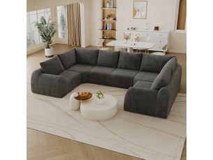 Canapé en u gris foncé 344 cm en mousse compressée sans structure rigide