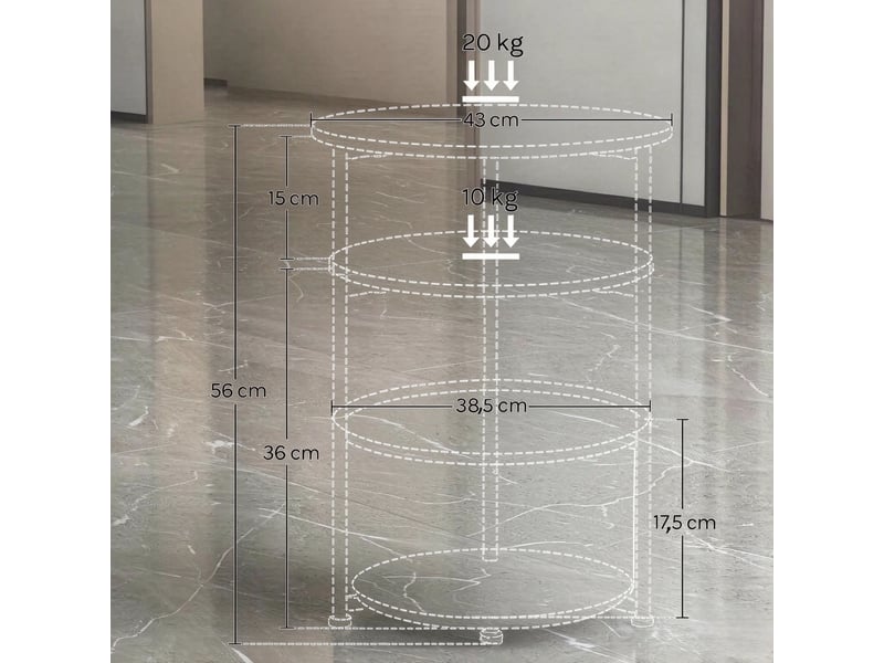  Table d'appoint ronde 43x43x56 cm avec panier de rangement, noire  - Conforama E