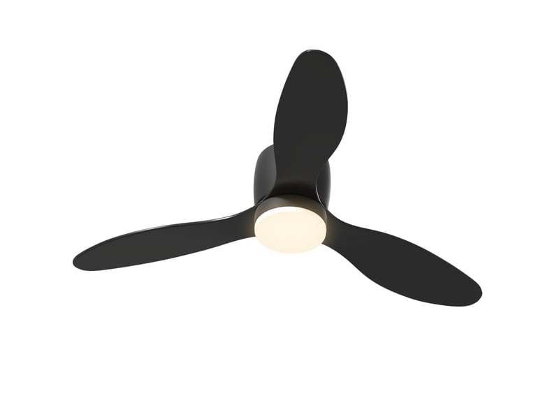  Ventilateur de plafond avec éclairage et télécommande. 3 couleurs d'éclairage. 6 vitesses. Luminosité réglable. Noir.  - Conforama A