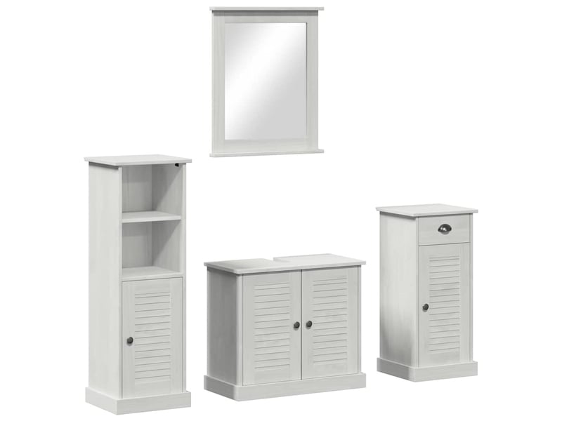  Ensemble de mobilier de salle de bain 4 pièces blanc antique cf64535  - Conforama A