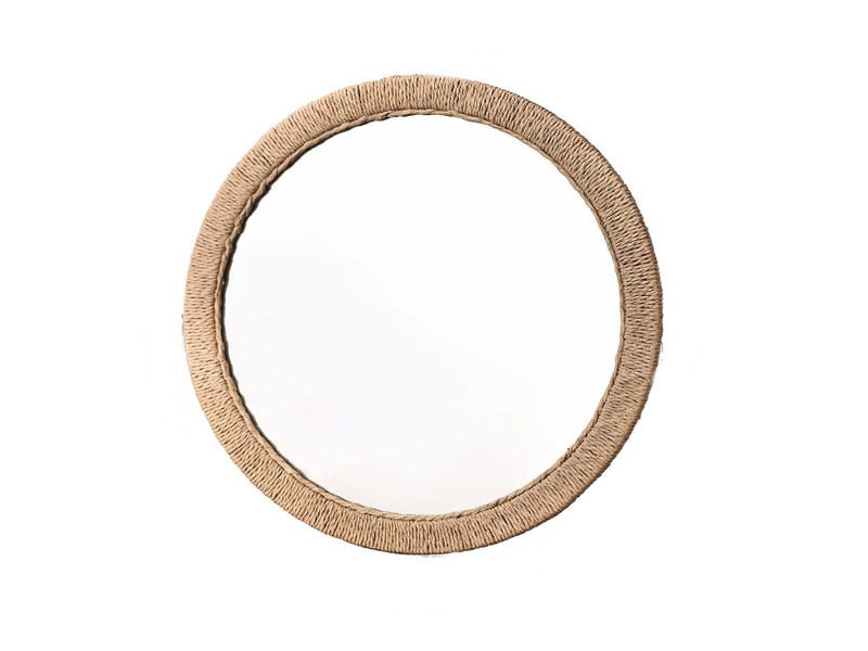  Miroir suspendu tressé vintage – miroir mural de style européen – décoration bohème pour salons et bureaux – 40 cm  - Conforama A