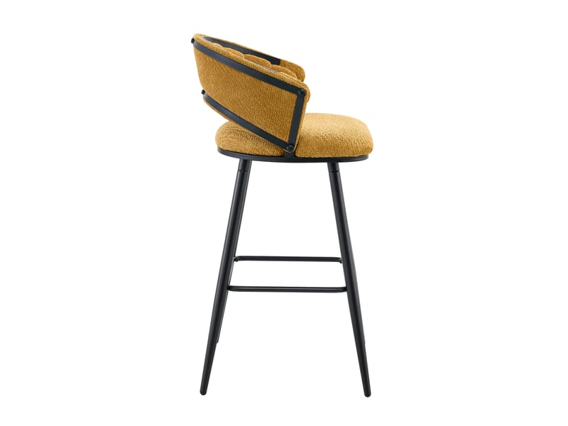 Lot de 2 tabourets de bar,avec repose-pieds,velours et métal noir,jaune - Conforama D