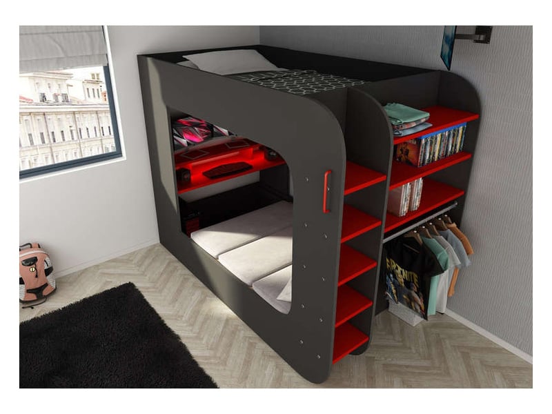 Lit mezzanine 120x200 cm TYLER W - Conforama Y