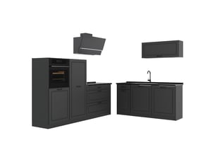 Vicco cuisine, anthracite campagneanthracite, 220cm plan de travail anthracite
