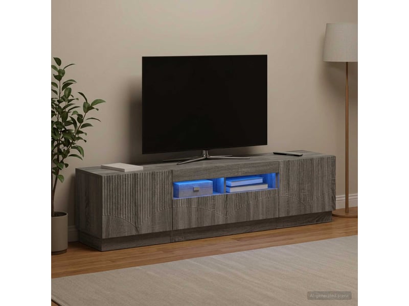 Meuble tv - banc tv - meuble de rangement led hoorn 3 pcs sonoma gris bois d'ingénierie - Conforama C