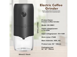 Moulin à café électrique - moulin à café électrique rechargeable avec 5 niveaux de mouture réglables - moulin à épices pour lame en acier inoxydable