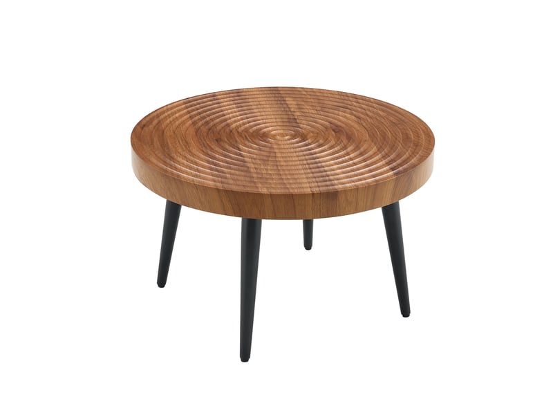  Table basse 60x60x37 cm, décor noyer, table basse salon, usage quotidien, pour salon, en mdf et métal, marron et noir  - Conforama A