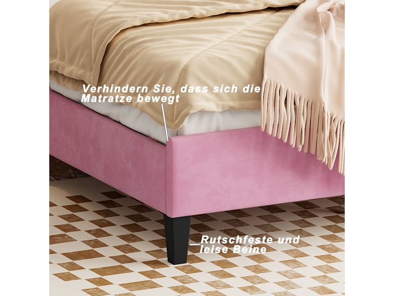  Lit capitonné 140x200, avec tête de lit fleurie design premium et velus doux pour la peau lit double  - Conforama E