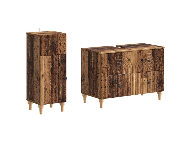 Ensemble de 2 meubles de salle de bain alkmaar bois ancien cf63042 - Conforama A
