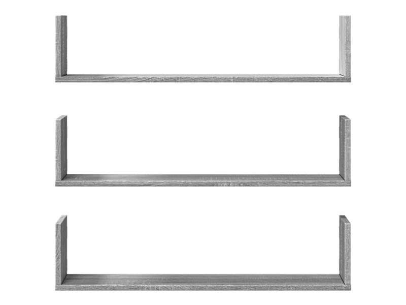Étagères murales 3 pcs sonoma gris 80x18x18 cm bois ingénierie- comfortxl - Conforama D