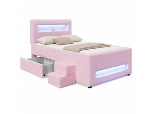 Lit avec rangement 90x200 cm DESVIAE   coloris rose
