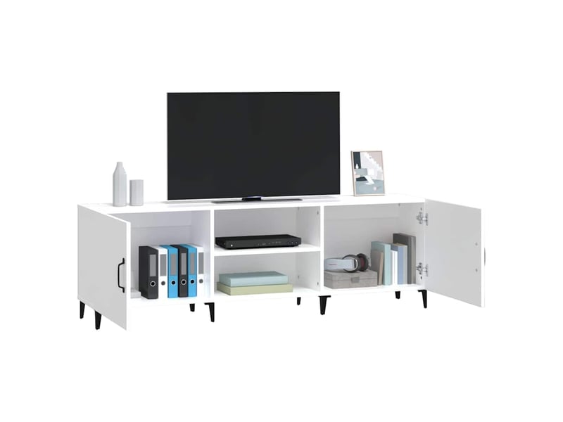  Meuble tv - banc tv - meuble de rangement blanc 150x30x50 cm bois d'ingénierie  - Conforama E