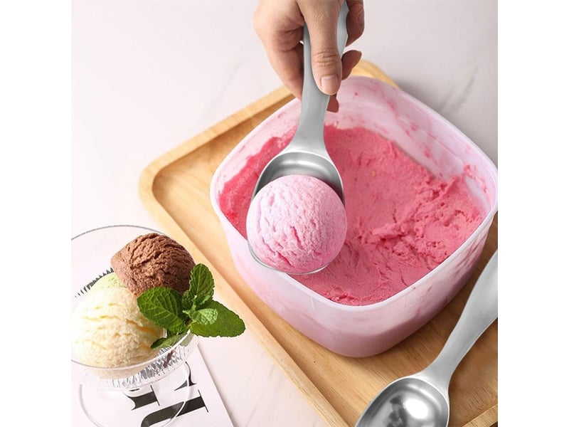  Boule a glace professionnel,16.5cm glacé spoon excavateur ball,acier inoxydable boulier glace,noir et argent cuillere a glace,cuillere à servir glace  - Conforama E